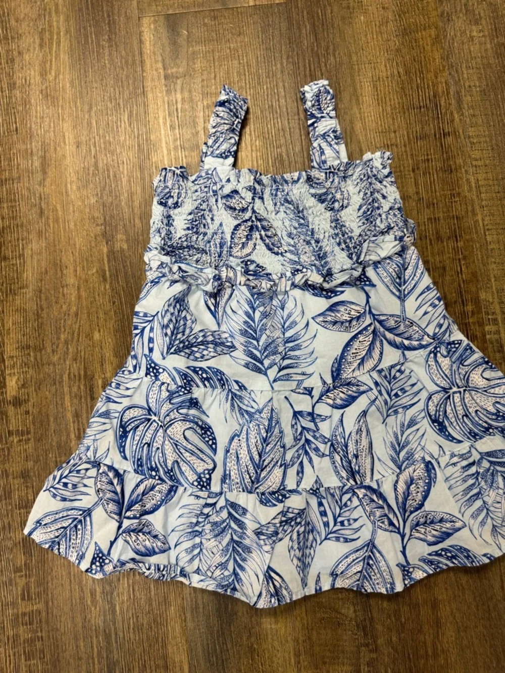 Blue and White Leaf Print Sundress The Children’s Place 100% Cotton Girls 2T - Picture 8 of 13